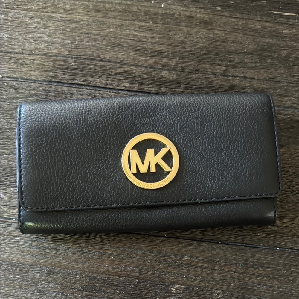 Michael Kors Black Card Holder with Gold Logo